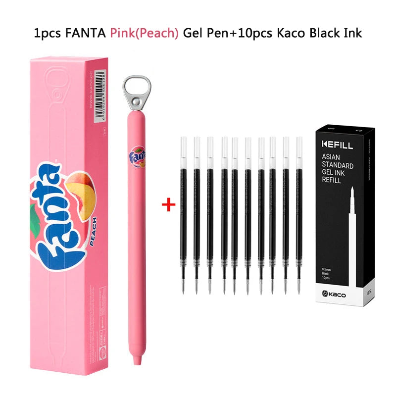 KACO x Fanta Pull-Tab Gel Pens,Creative Ins Signature Pen,0.5mm Quick Drying&Comfortable Grip Fun&Stess Relief Kawaii Stationery