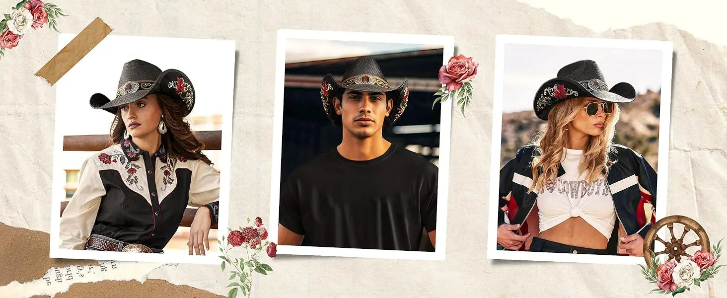 Cowgirl Hats for Women Straw Cowboy Hat Western Beach Sun Hat with Shapeable Brim for Coastal Cowgirl men hats