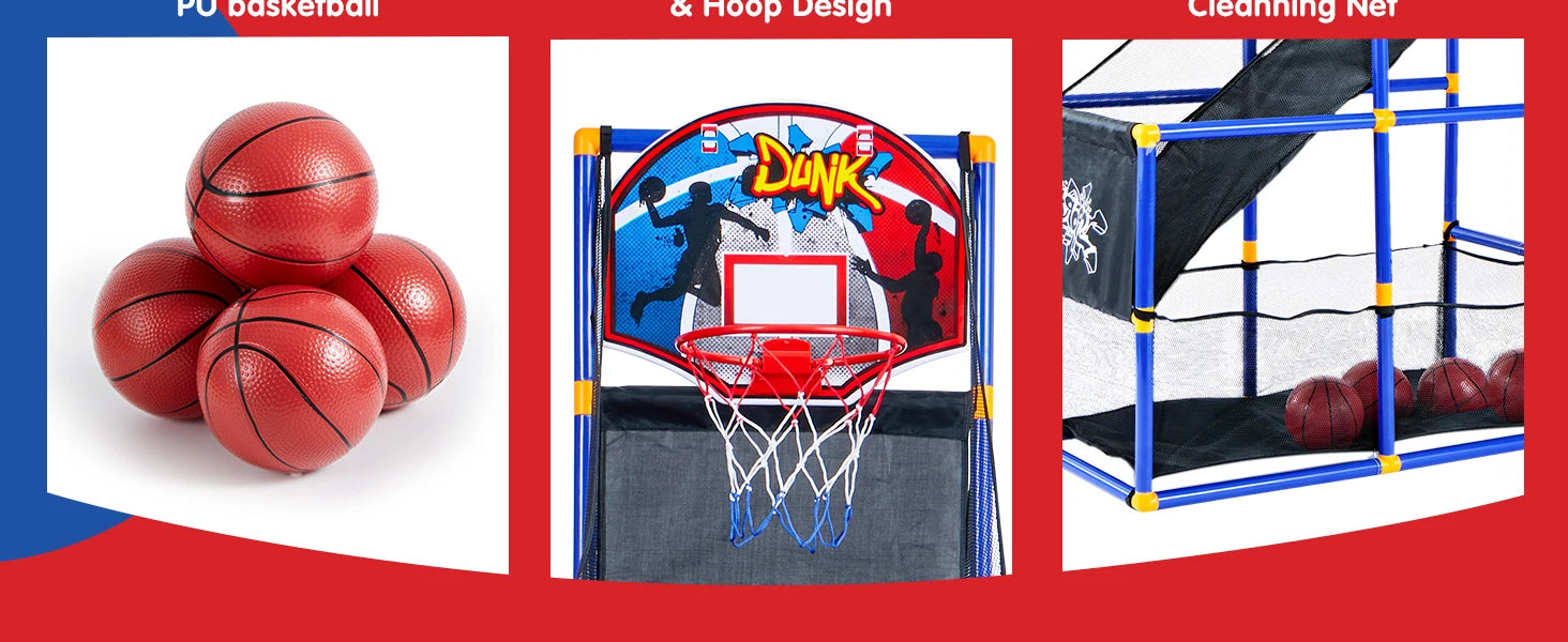 JOYFY Kids Arcade Basketball Game Set with 4 Balls and Hoop for 3-12 Years Old Indoor Outdoor Sport Play Holiday Birthday Gift