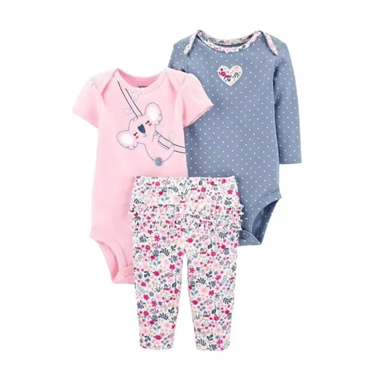 2025 Baby Girls Clothes Autumn Spring Newborn Infant Outfit Cotton Bodysuit Top And Bottom Pants Kids Toddler Clothing Set 6-24M