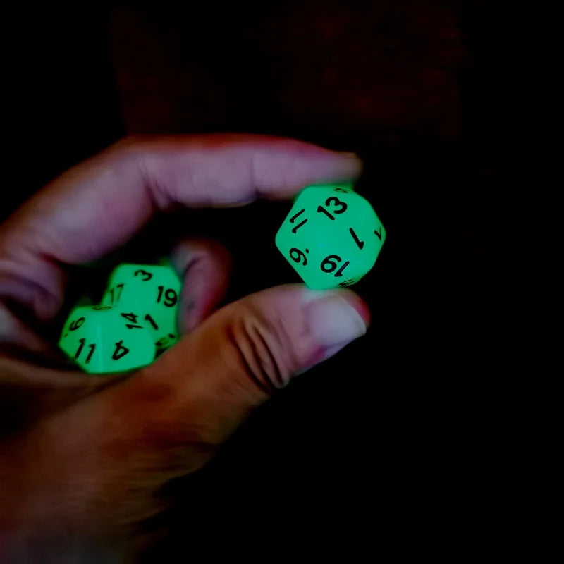 D20 Glow-in-the-Dark Polyhedral Dice Set | 10 Pieces | RPG, DND, MTG & More