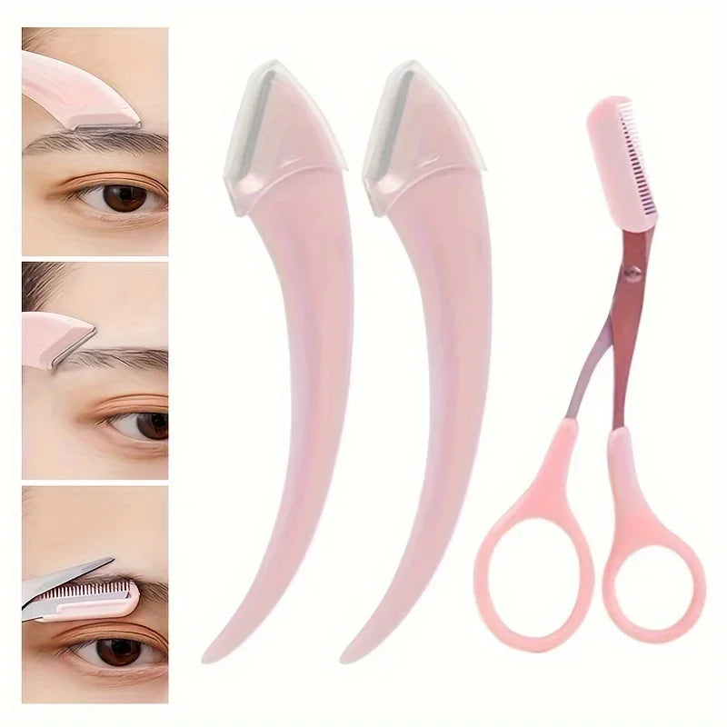 Eyebrow Trimmer Set, Precision Trimming Scissors, Curved Eyebrow Trimmer And Comb - For On-The-Go Eyebrow Grooming