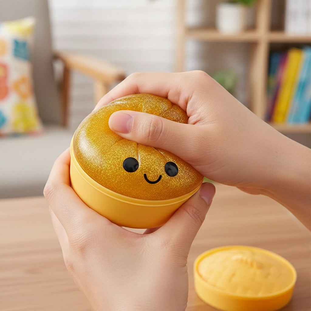 Glitter Dumpling - Glitter Dumpling Squishy, Dumplings Squeeze Sensory Stress Relief Toy with Food Steamer for Adults & Kids
