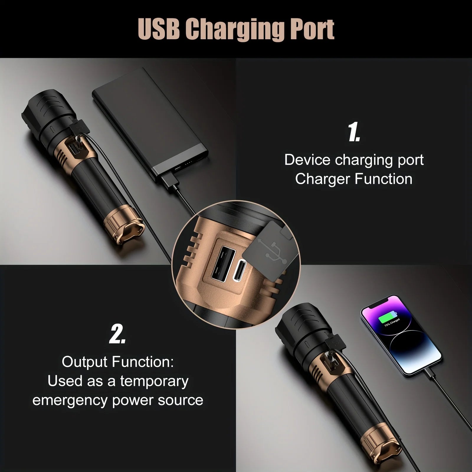 Led Flashlight High Lumens Super Bright Rechargeable Flashlight With Ignition Lens Zoomable For Camping Essentials Outdoor Home