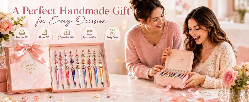 Beadable Pens for DIY | 12-Pack Gradient Beaded Ballpoint Pens | Party Favors & Gifts