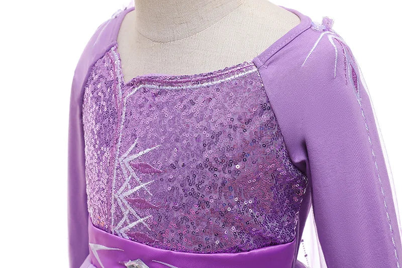 Girls Princess Snow Queen Costume Dress