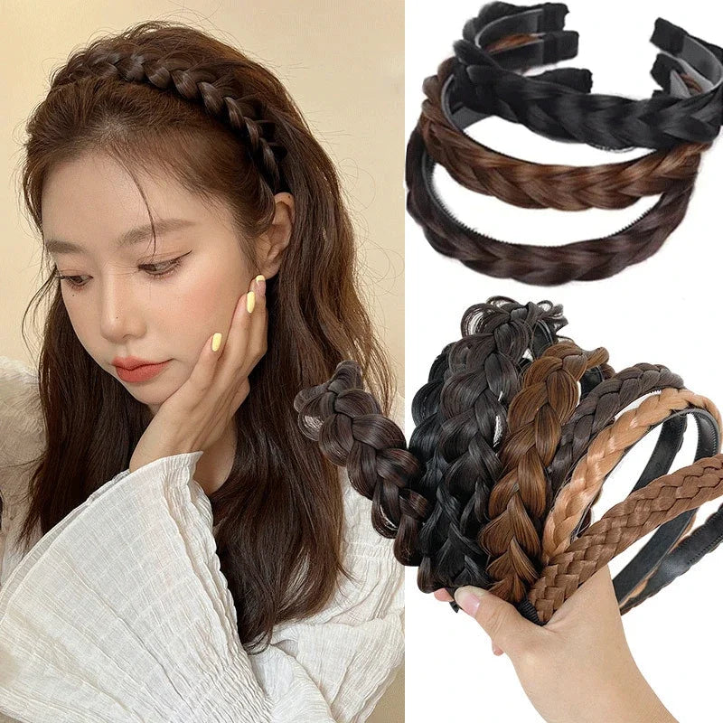 Braid Hair Band Women Fishbone Braid Women Wig Twist Braid Headband Hairpin Bohemia Non-slip Headdress Bridal Hair Accessories