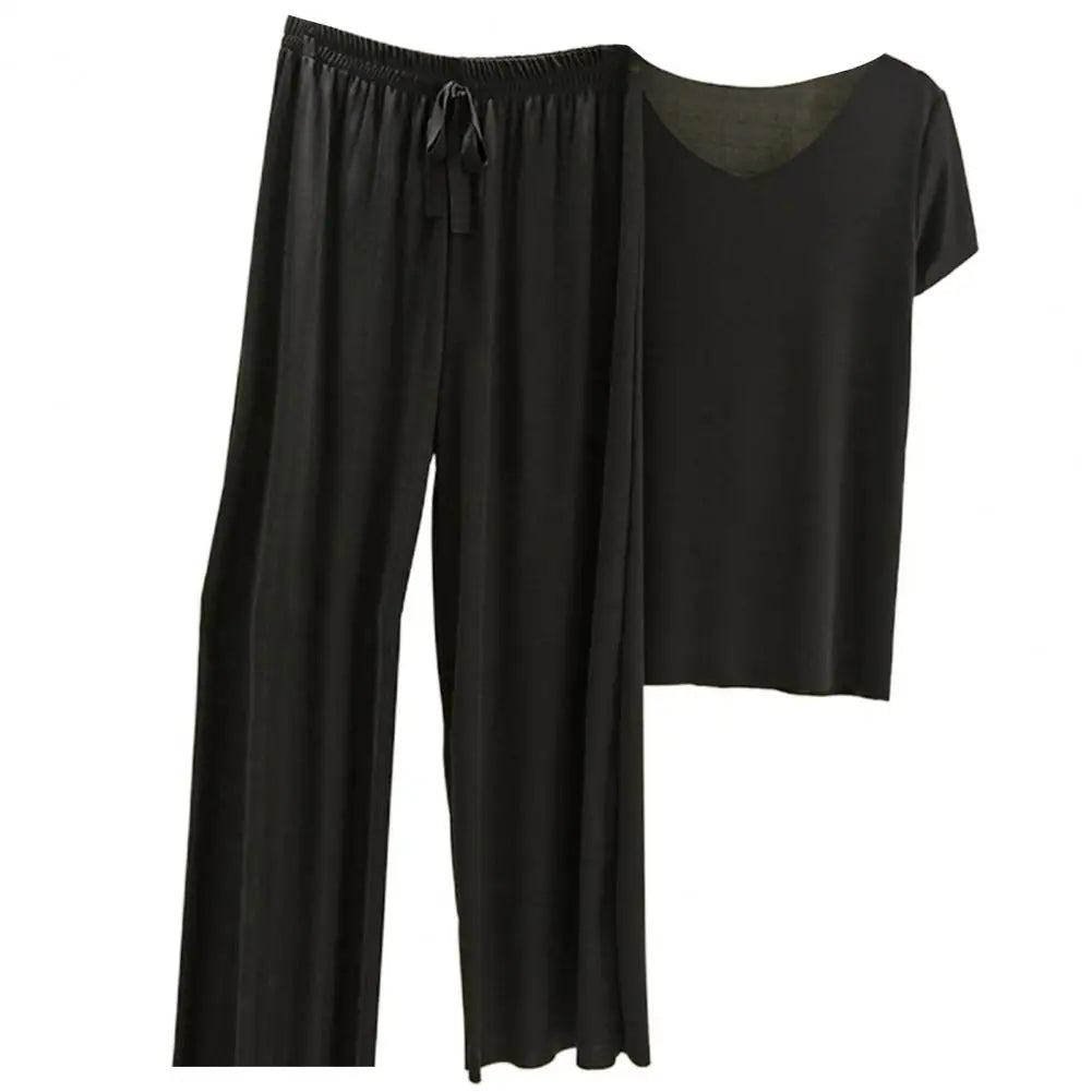 Women's Wide Leg Pants & T-Shirt Two-Piece Set