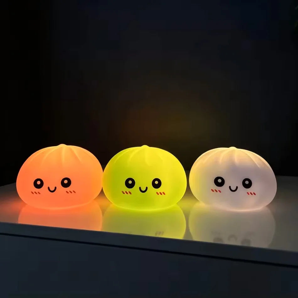 Dumplings Stress Relief Fidget Toys Bedroom Desktop Decoration Dumpling Vinyl Doll Night Light Luminous Toy Surprise Girl Gift