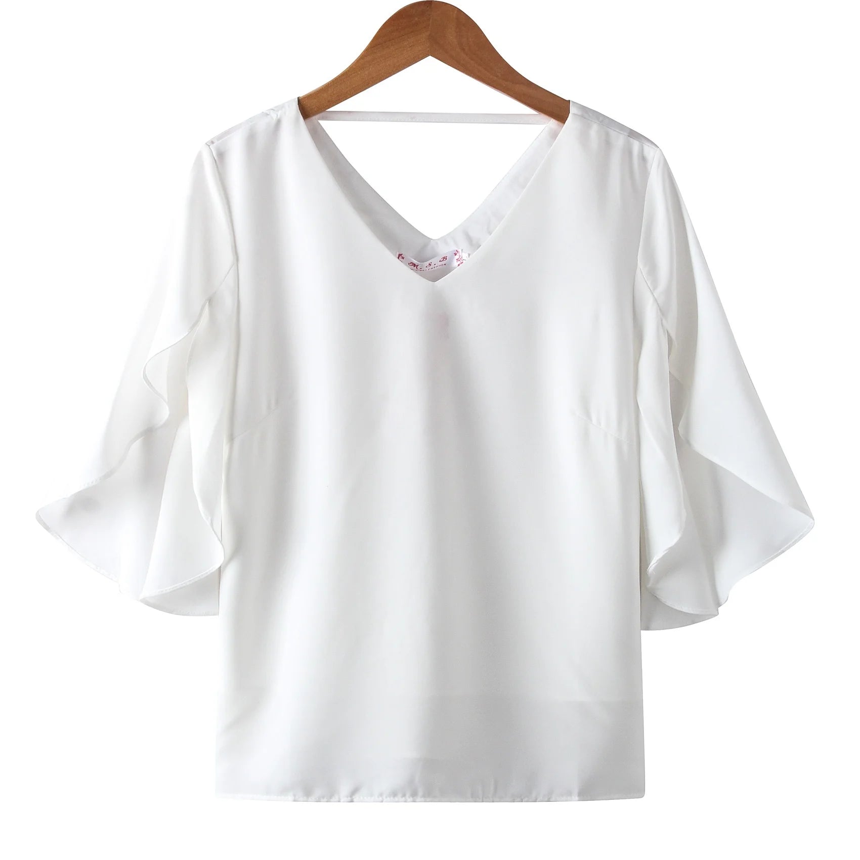 Women's Ruffled V-Neck Chiffon Blouse