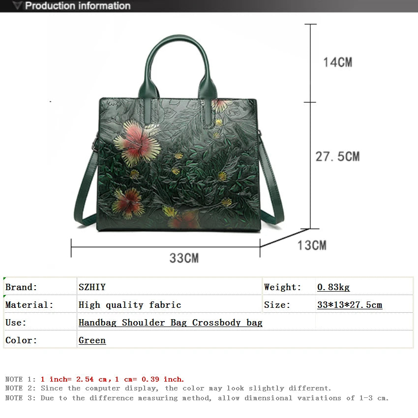 Women's Embossed Floral PU Shoulder Bag