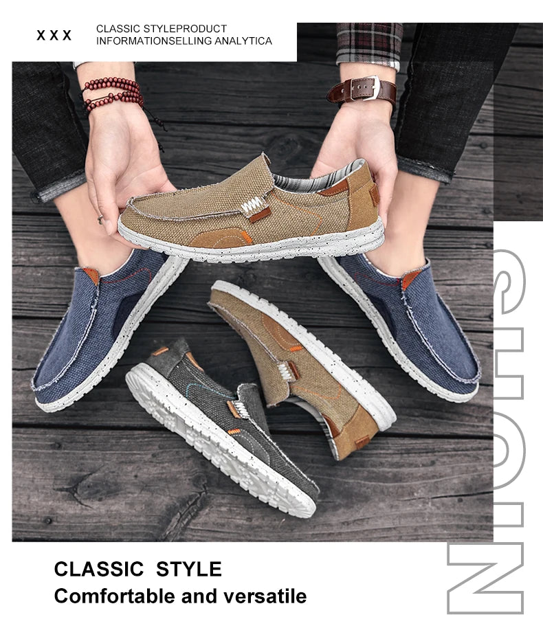 Men Canvas Shoes Slip On Loafers Summer Breathable Sneakers Men Comfty Casual Men Shoes Lightweight Flats Men Walking Zapatos