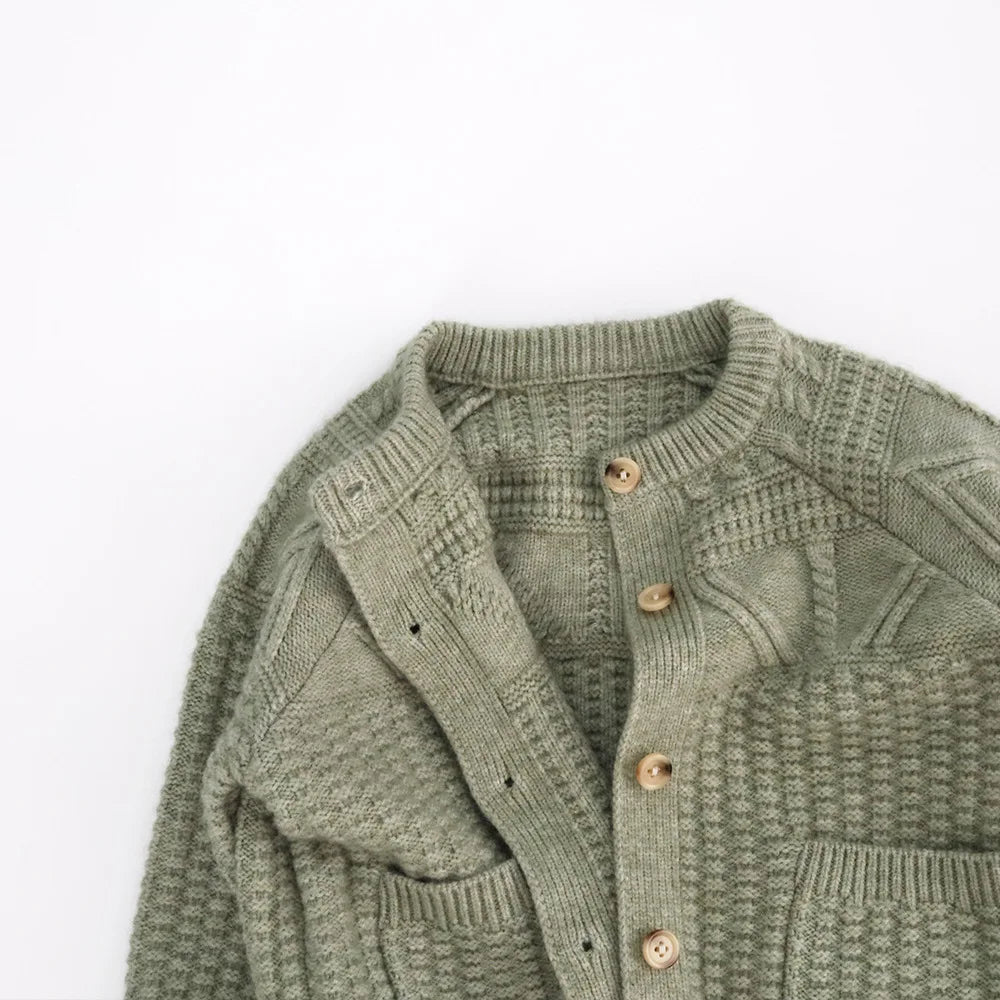 Kids Textured Knit Cardigan with Pockets — Unisex