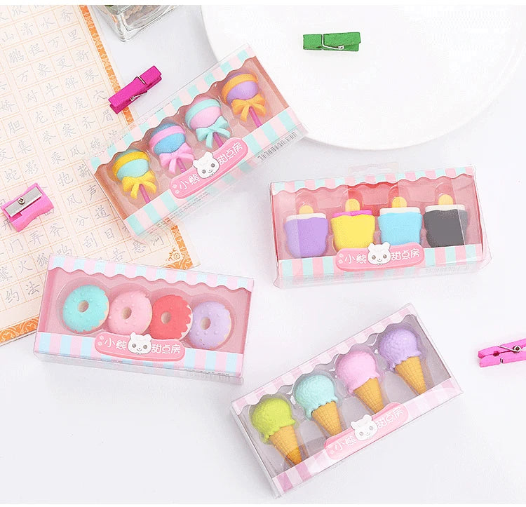 Kawaii Lollipop Sweety Ice Cream Student Stationery School Office Supplies Children Erasers For Kids Pencil Eraser