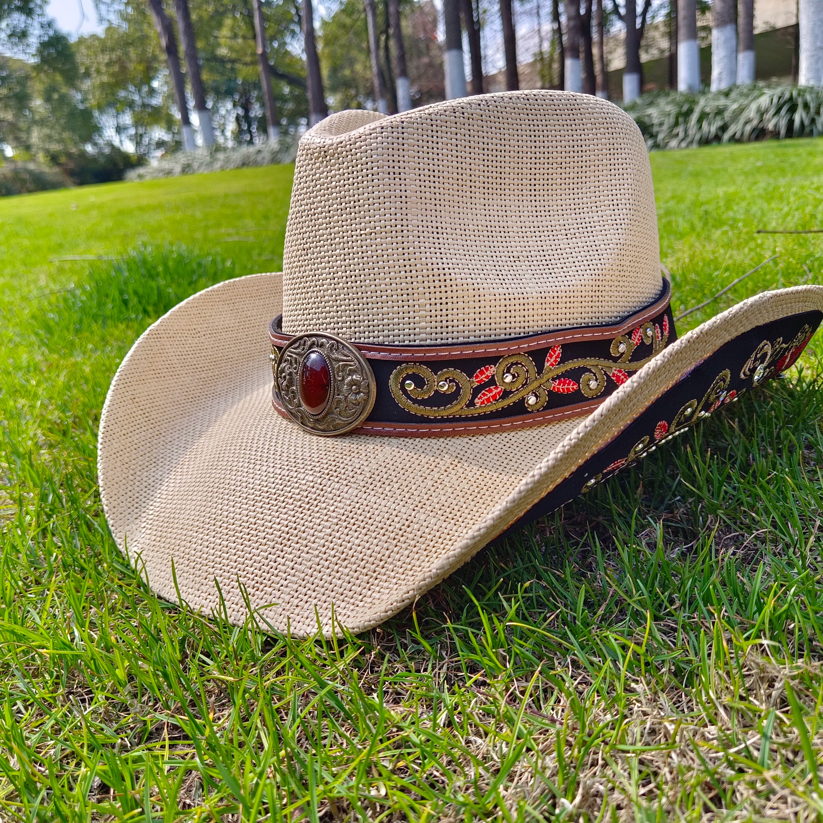 Women's Straw Cowgirl Hat – Wide Brim Shapeable Western Beach Sun Hat | Coastal Cowgirl Style