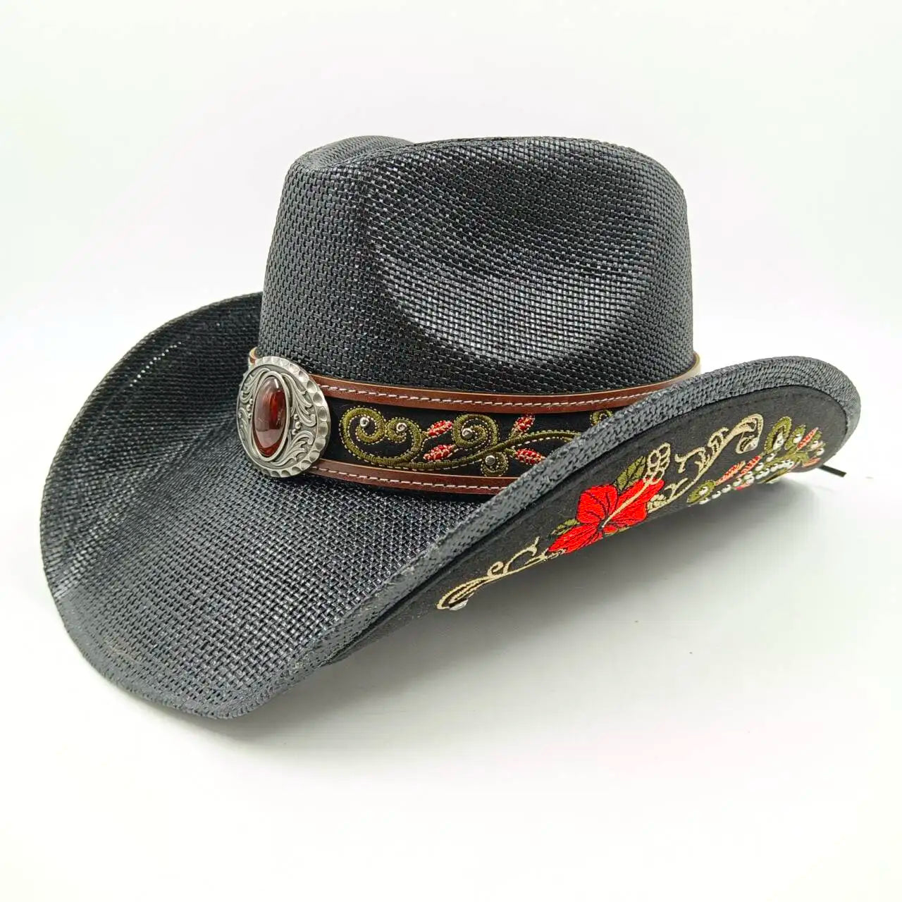 Women's Straw Cowgirl Hat – Wide Brim Shapeable Western Beach Sun Hat | Coastal Cowgirl Style