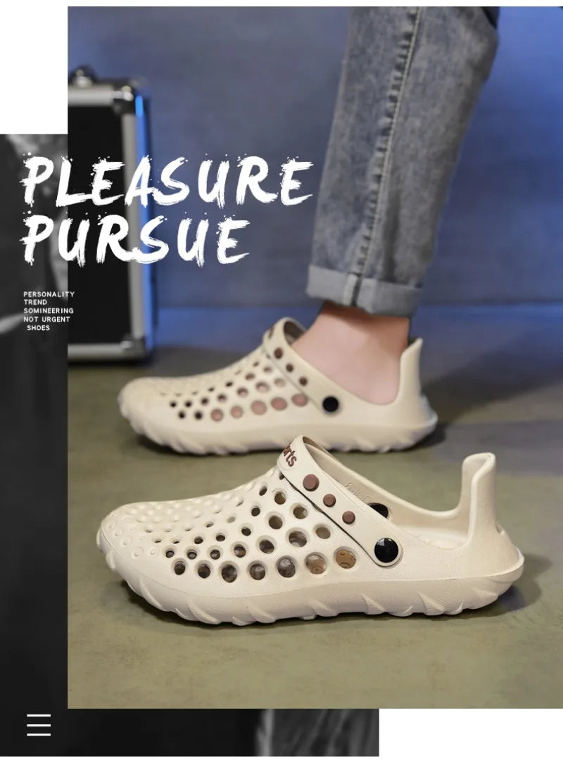 Summer Shoes Men Clogs Eva Slippers Men Flat Sandals Breathable Hole Shoes Men Beach Home Leisure Slides Men Summer Shoes