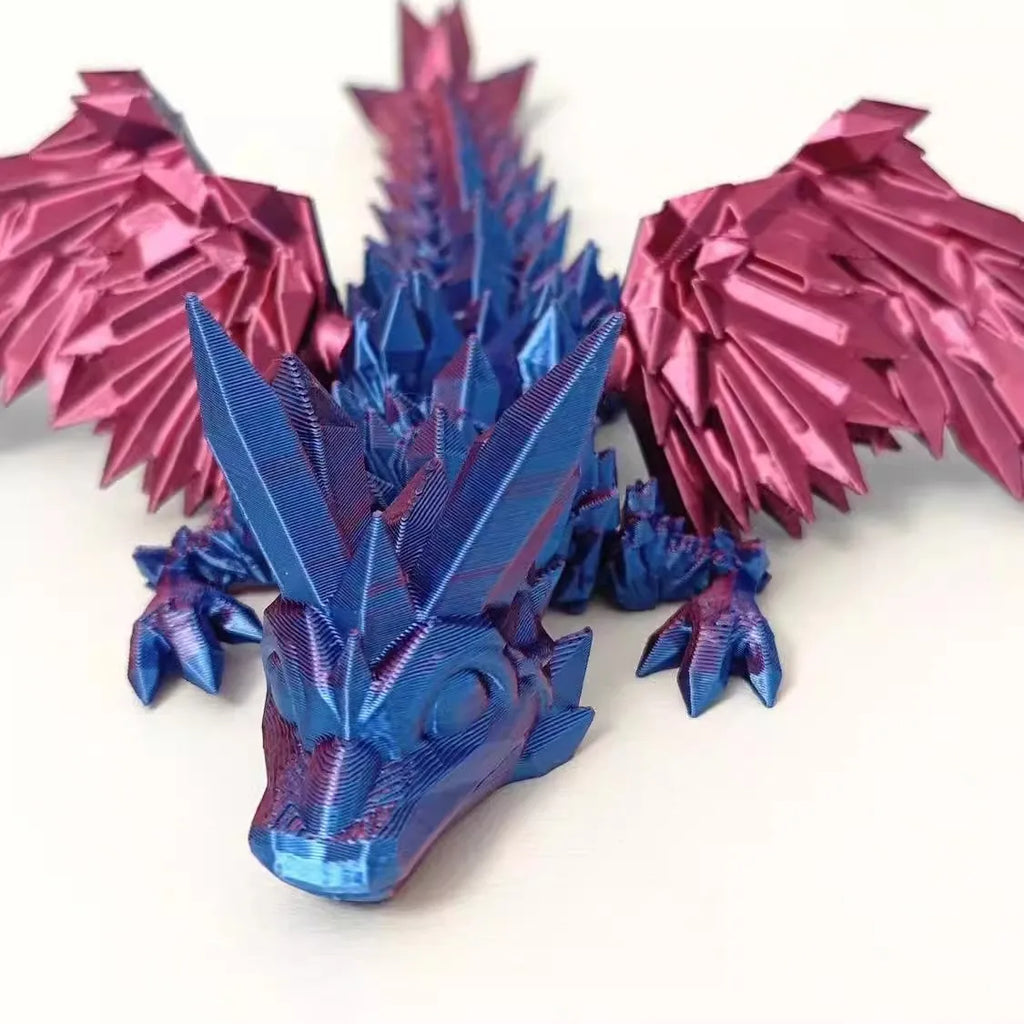 3D Printed Winged Dragon Figurine - Articulated Flying Dragon Ornament