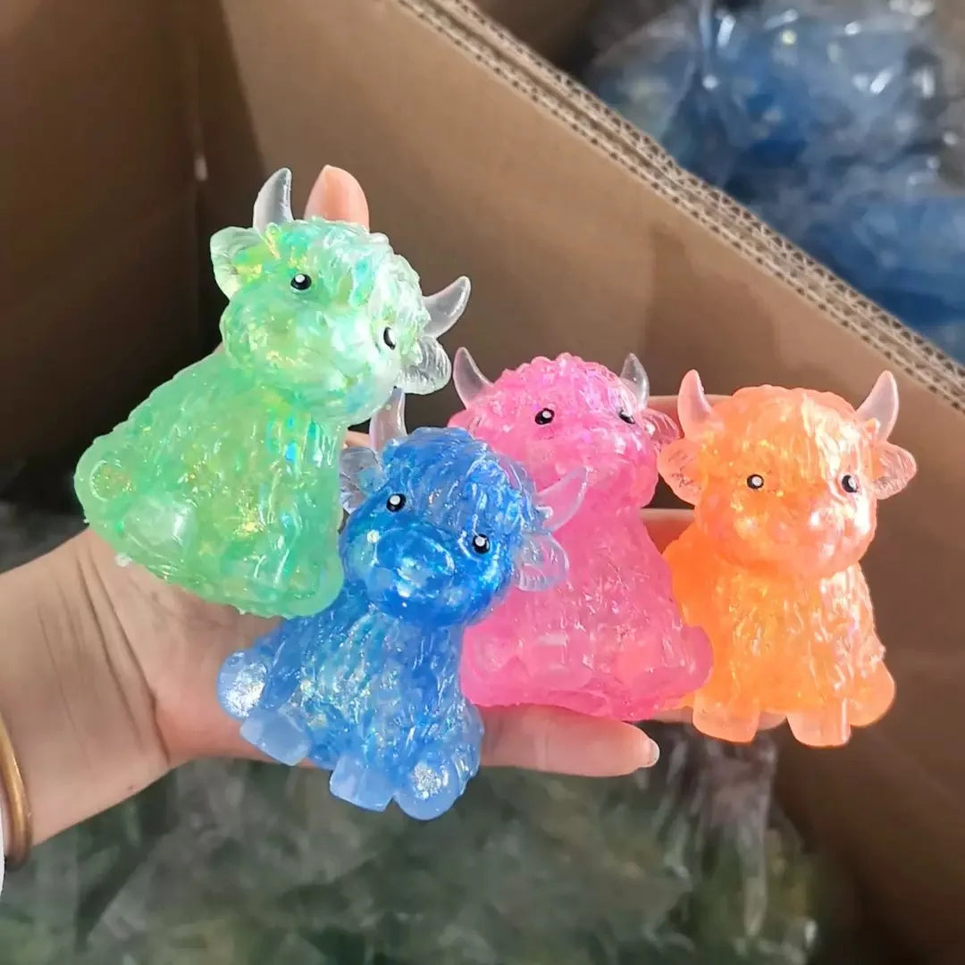 NeeDoh Scottish Highland Cow Squishy Slow Rebound adult toys, NeeDoh Squishy Flour filled adult toys gift ﻿