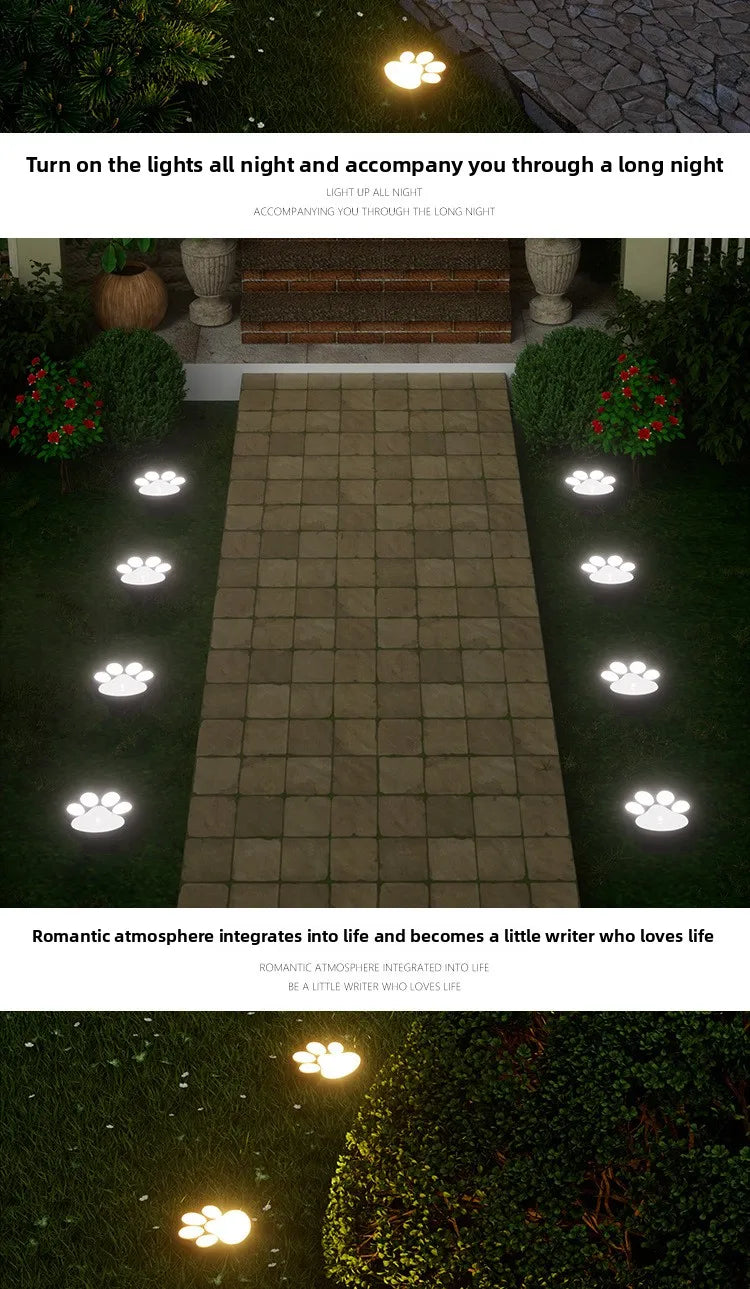 Solar lawn light LED simulation footprint dog paw floor plug light outdoor rainproof courtyard garden decorative buried light