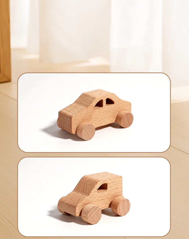 DIY Wooden Toy Car For Children Wooden Push Car Shape Educational Toy For Grasping Can Be Painted And Used As Decoration Gift