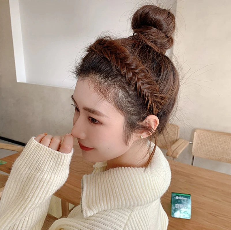 Braid Hair Band Women Fishbone Braid Women Wig Twist Braid Headband Hairpin Bohemia Non-slip Headdress Bridal Hair Accessories
