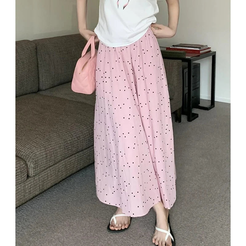Women's High Waist Pleated A-Line Midi Skirt