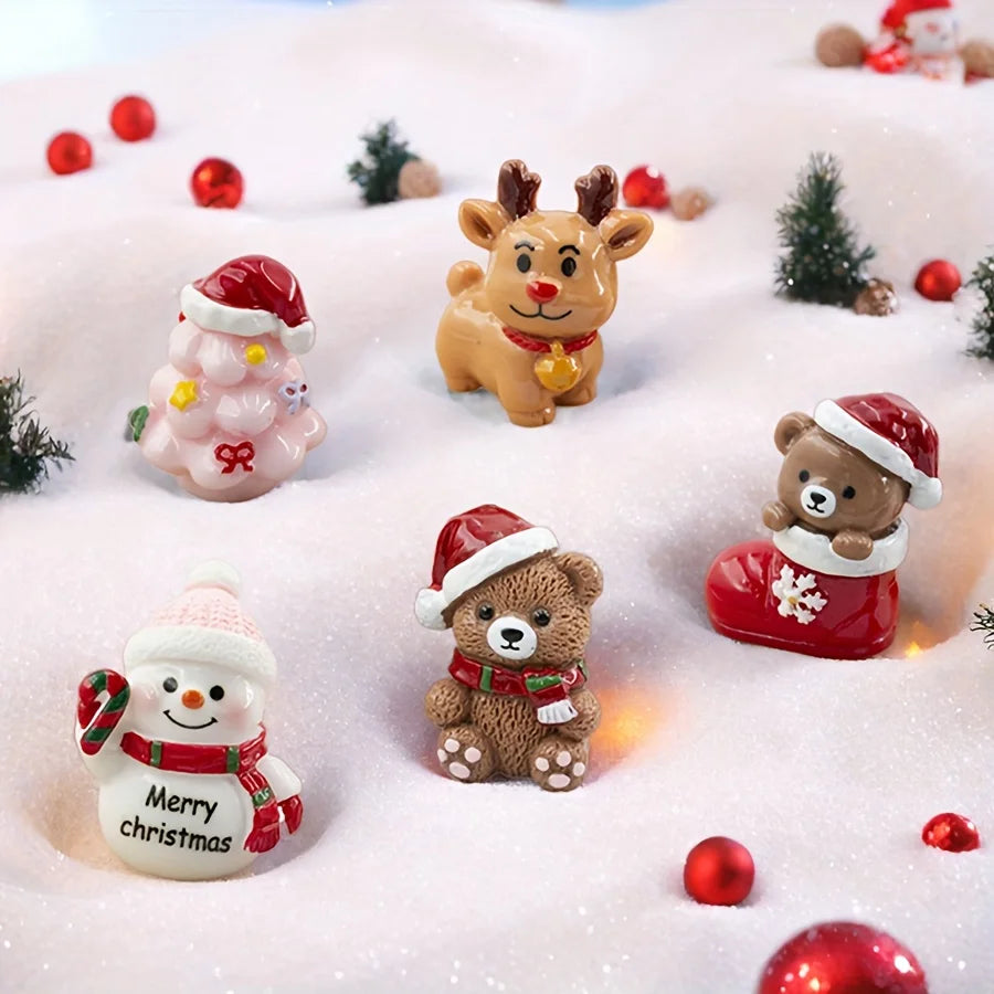 5-Piece Resin Christmas Figurine Set – Bear, Deer & Snowman