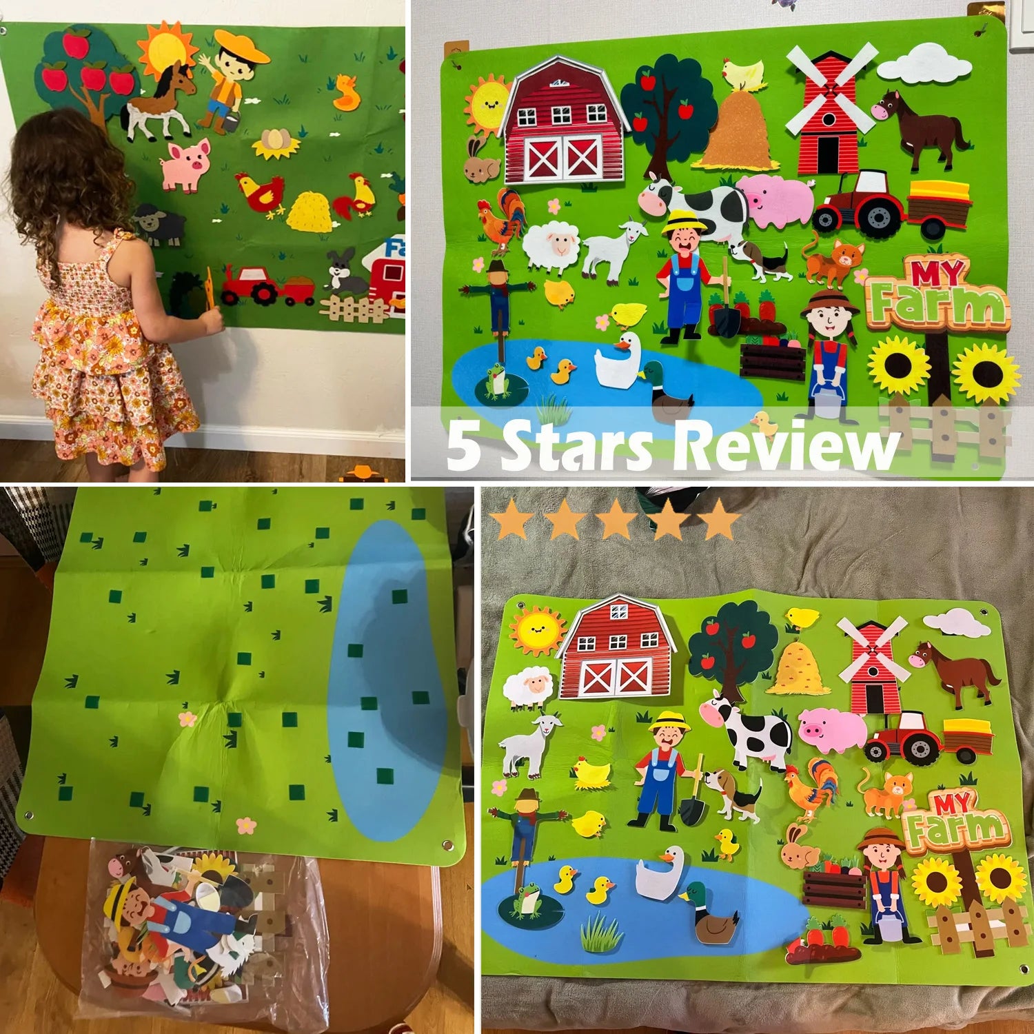 Felt Story Board Set Toy for kids Farm Animals Vehicle Preschool Education Early Learning Interactive Play Mat Wall Hanging Gift
