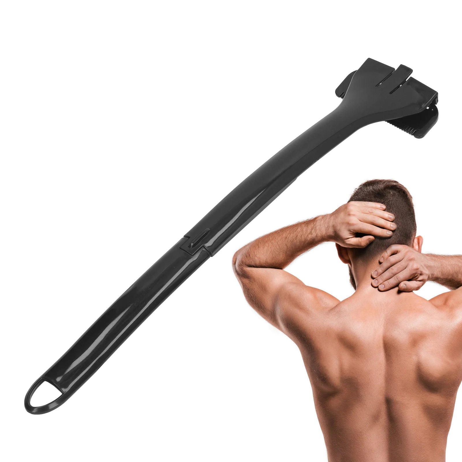 Back Cleaning Trimmer Back Trimmer Long Handle Foldable Comfy Back Cleaning Manual Back Trimmer for Men Manual Back Hair Trimmer