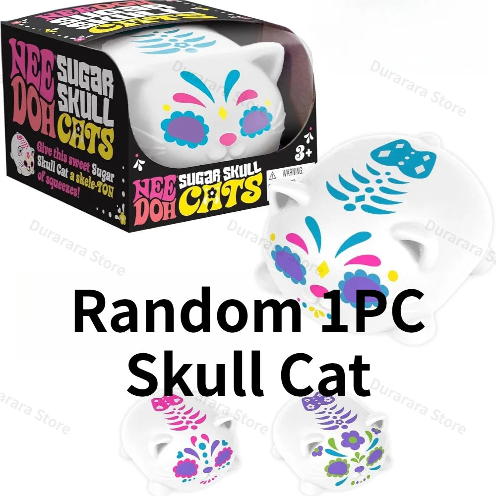Schylling NEEDOH Sugar Skull Cat Squeeze Toy – Colorful Sensory Stress Ball, Desk Toy, Ages 14+