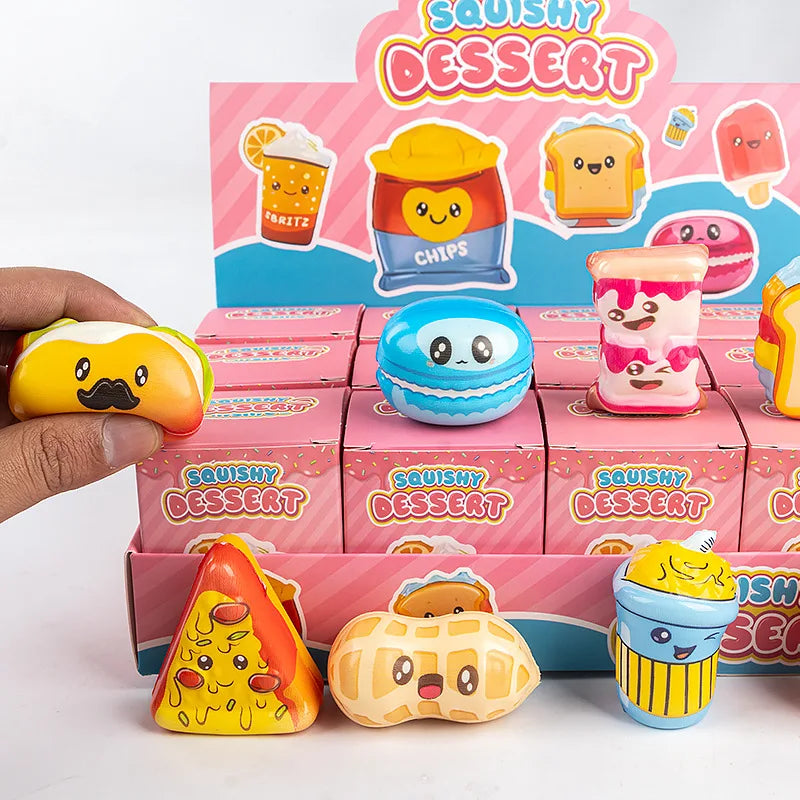 12-Piece Slow Rebound Mystery Blind Box Squishy Set | Cute Food & Animal Collectibles | Ages 14+