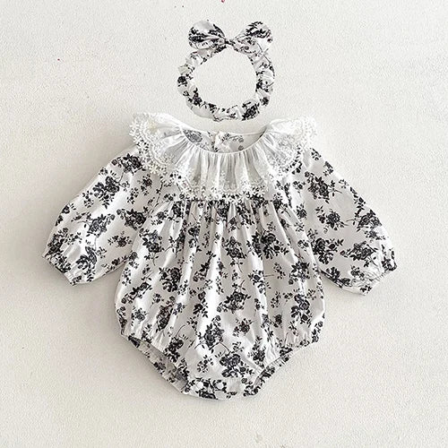 New Spring Sister Dress Kids Princess Dresses Long Sleeved Cotton Print 2-7Yrs Girl Party Dress Baby Girl Romper