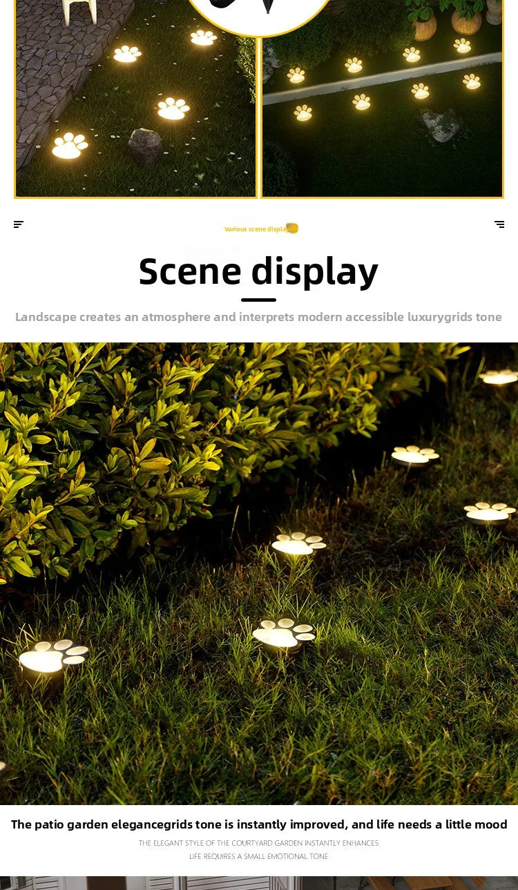 Solar lawn light LED simulation footprint dog paw floor plug light outdoor rainproof courtyard garden decorative buried light
