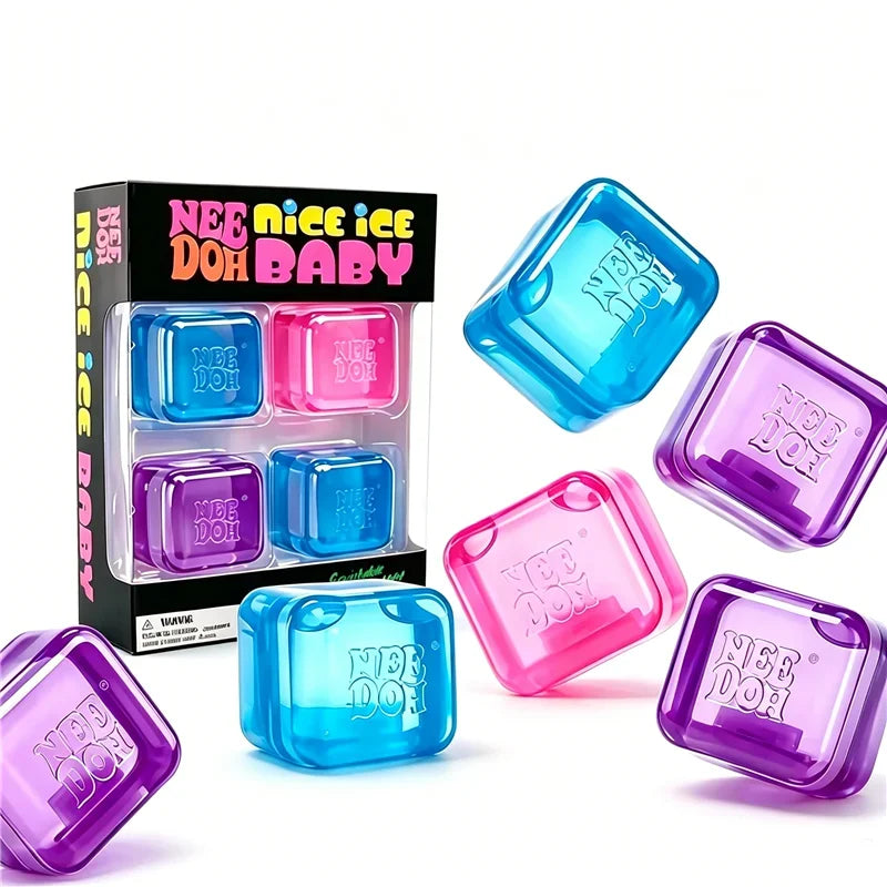 Needoh Nice Berg Giant Sensory 7.5cm Cube Mini 4 Pack Baby Teenie Cube Sensory Slow Rebound Stress Reliever Anti-Anxiety Toy
