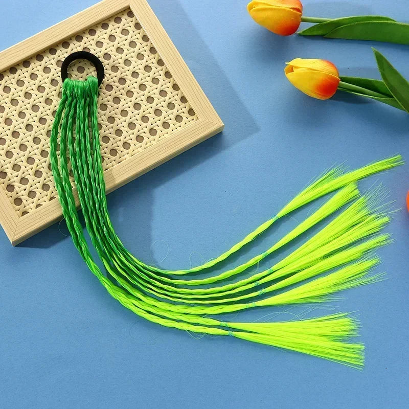Korean Fashion Kids Wig Braids Girls Dirty Braid Hair Rope Children Gradient Barrettes Headwear Baby Kids Hair Accessories