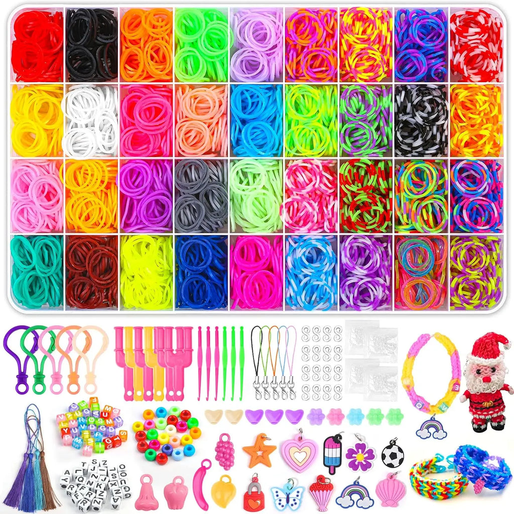 DIY Loom Bands Kit | 2700+ Rubber Bands | 36 Colors & 36 Grids | Bracelet Making Craft Kit