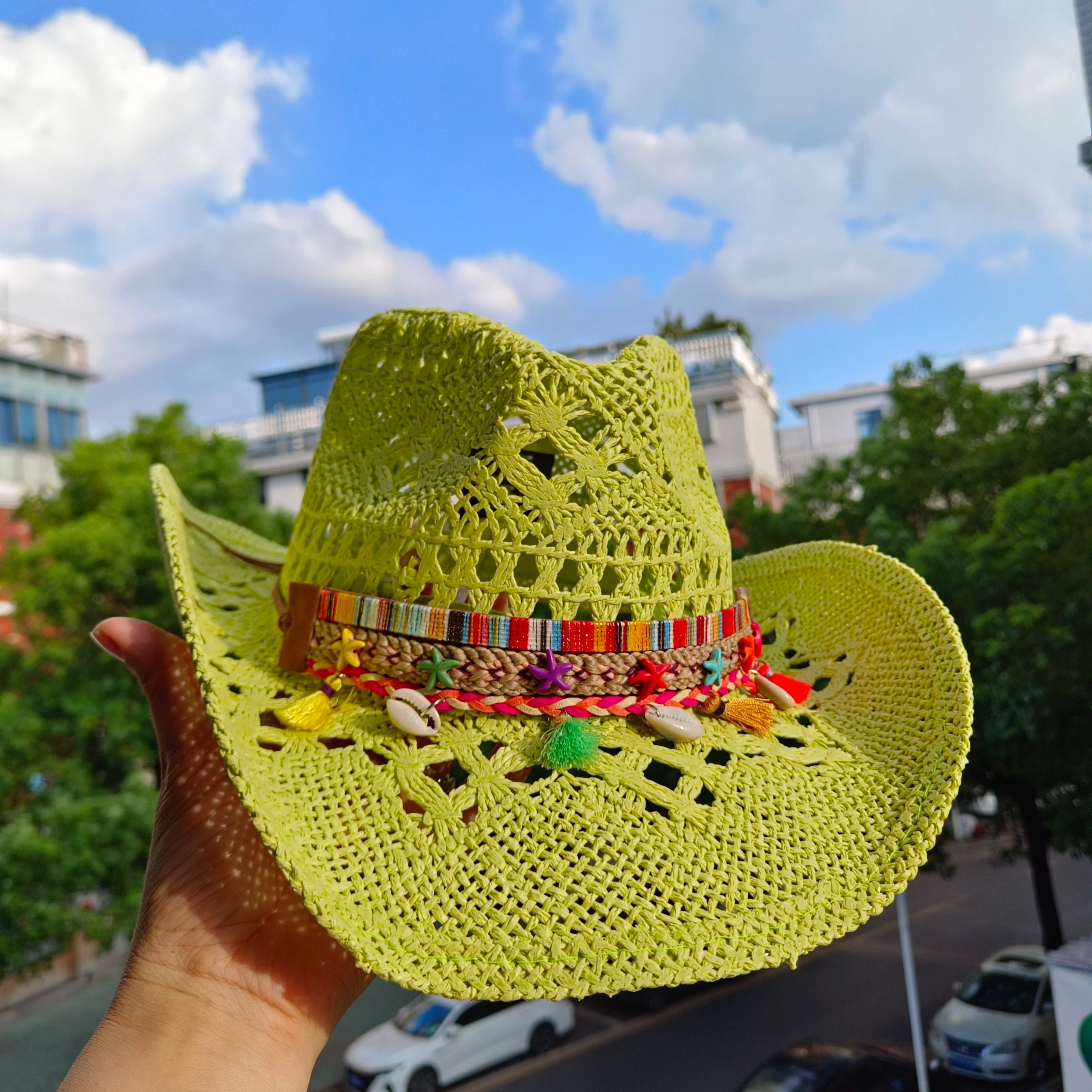Women's Straw Cowgirl Hat – Wide Brim Shapeable Western Beach Sun Hat | Coastal Cowgirl Style