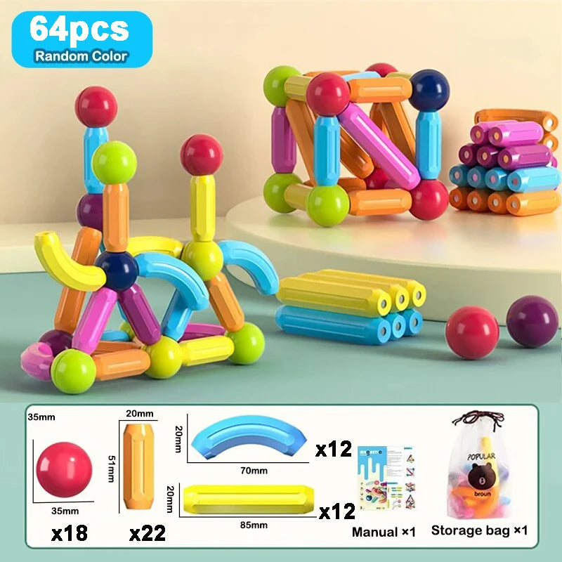 Magnetic Ball & Stick Construction Set | Montessori Educational Toy | 10–188 Pieces | Ages 3+