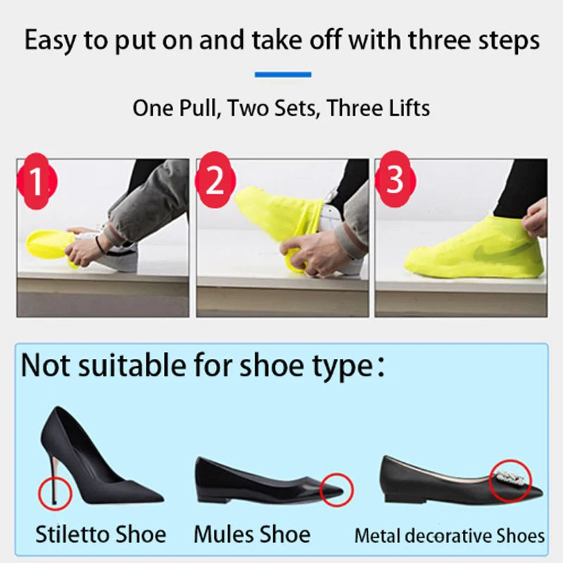 2026 New Reusable Waterproof Rain emulsion Shoes Covers Outdoor Rain Boot Overshoes Walking Shoes Accessories Shoe Cover 1Pair