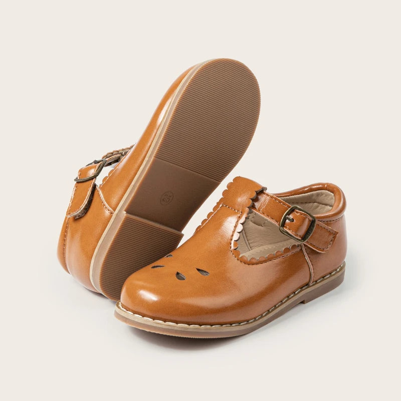 Girls' Hollow-Out PU Leather School Uniform Shoes