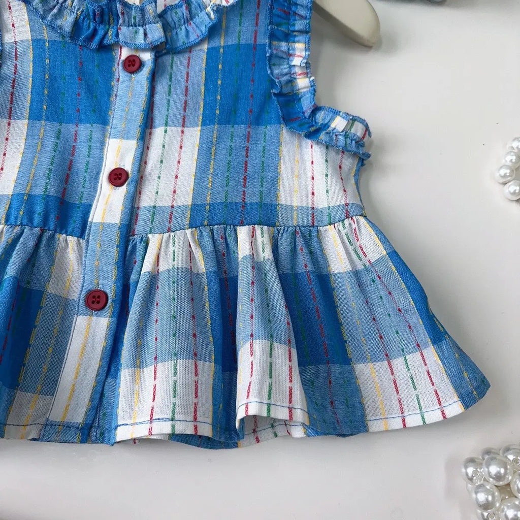 Toddler Girls Checkered Sleeveless Top & Wide-Leg Pants Set