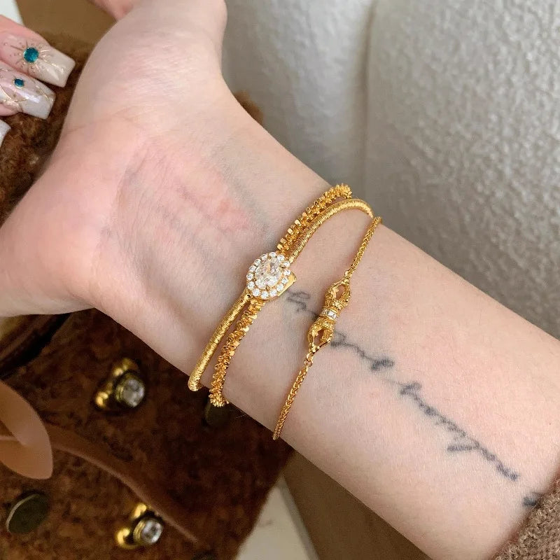 Light luxury high-end geometric bracelets for women inlaid diamonds exquisite chain bracelet fashion retro party jewelry gift