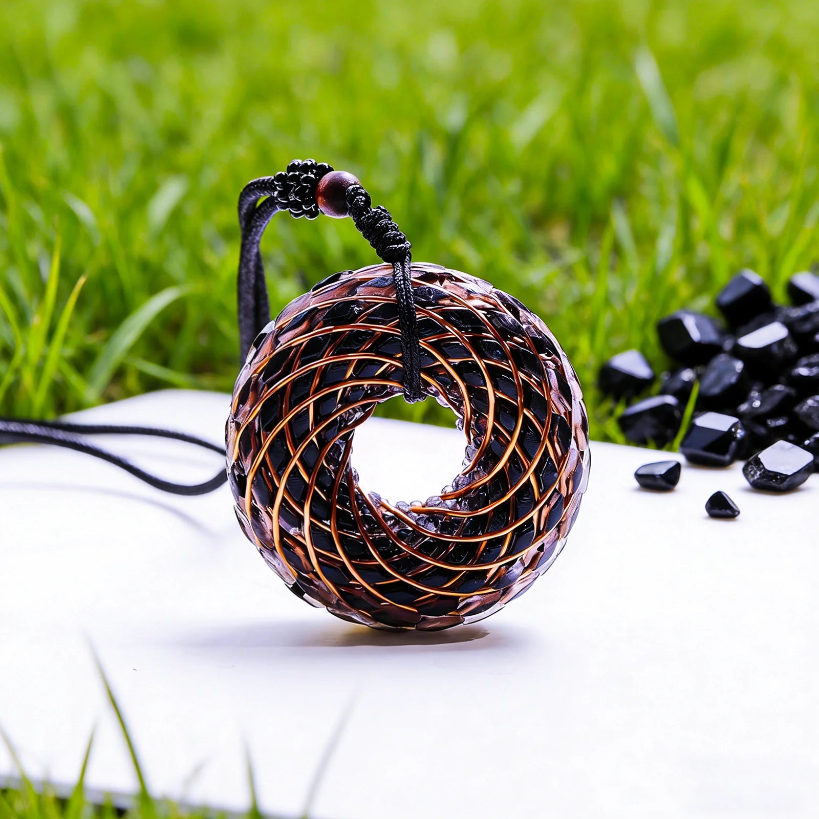 Rodin Coil & Amethyst  Orgone Pendant Necklace, Handmade pendant jewelry ，Adjustable Chain for Women & Men