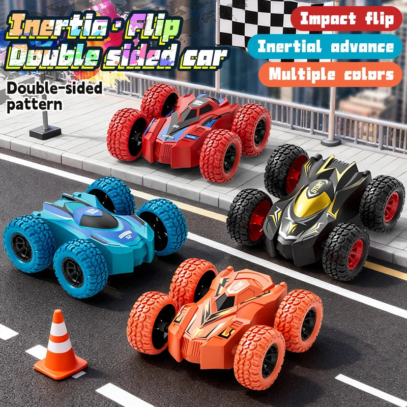 4-8 Pack 360° Rotating Stunt Car Toys - Friction Powered Toy Cars Push and Go Vehicles for Toddlers Kids Best Christmas Gift
