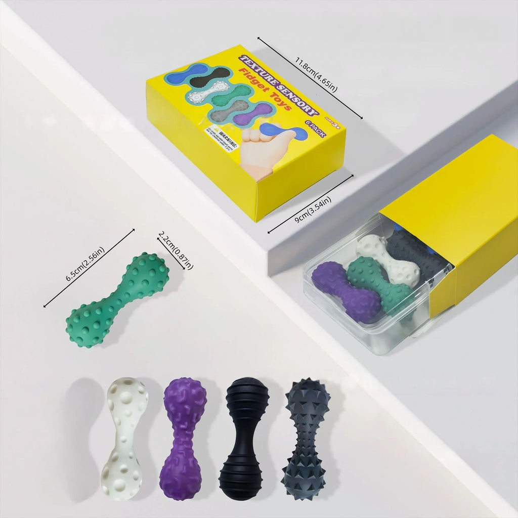Sensory Fidget Stones 6-Pack | Textured Silicone Calming Toys for Anxiety & Autism