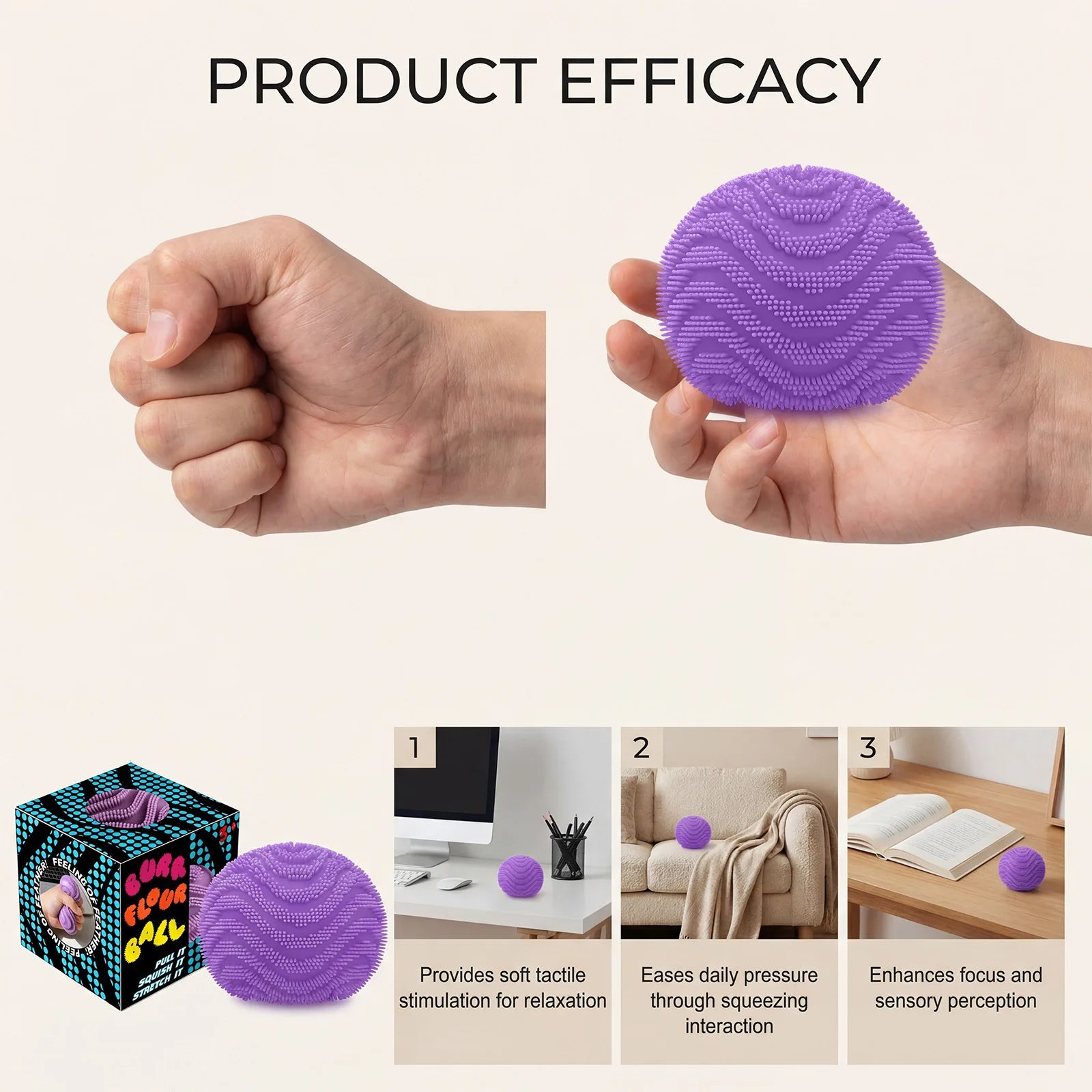 Schylling NeeDoh Fuzz Ball Wonder Waves | Textured Sensory Squeeze Toy | Stress Relief | Ages 12+
