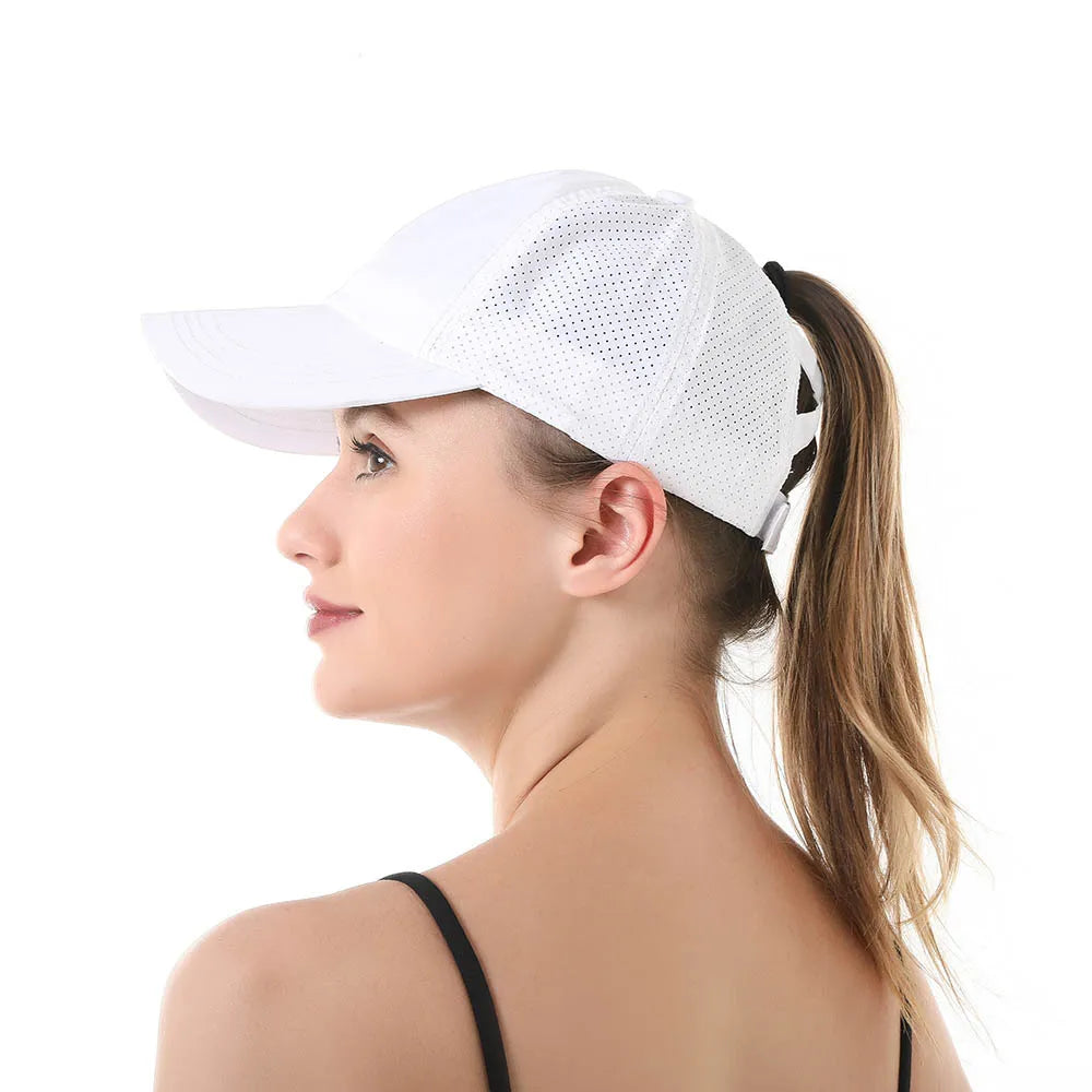 Baseball Caps For Women Hats New Breathable Mesh Sun Visor Hats Female Summer European Outdoor Sports Criss Cross Ponytail Hat