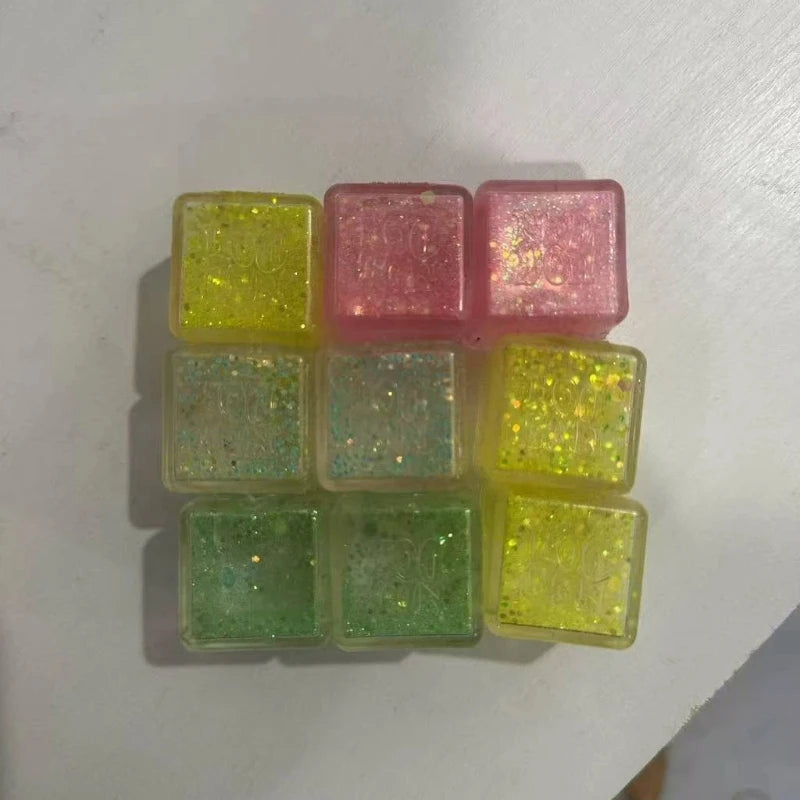 NeeDoh Nice Cube Glitter Sparkle Squish Toy – Slow Rising Anxiety Relief Fidget Cube, Surprise Blind Box