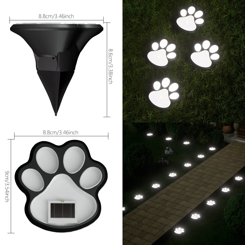 Solar lawn light LED simulation footprint dog paw floor plug light outdoor rainproof courtyard garden decorative buried light